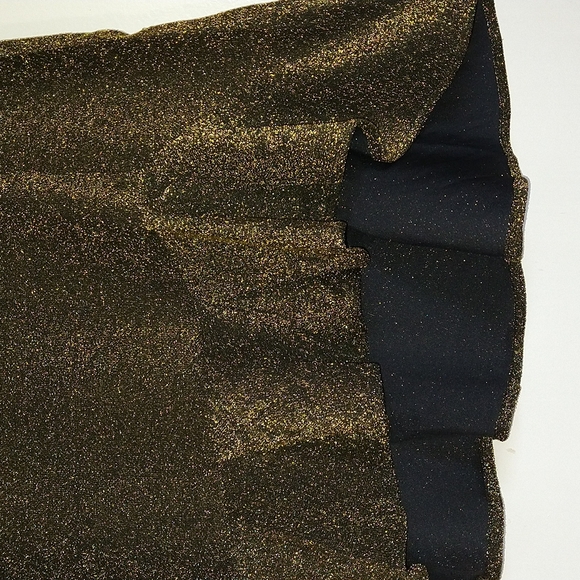 Michael Kors Gold Black Metallic Glittered Ruffle Mini-Skirt Size Medium - Picture 3 of 12